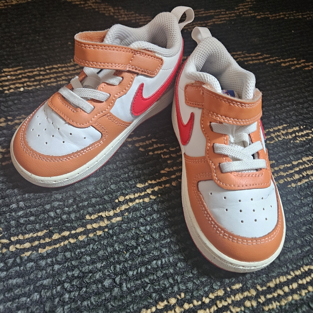 Nike Kids' Sneakers - White, Orange, and Red